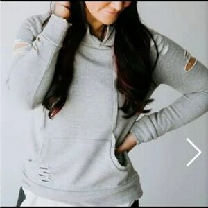 Chelsea Deboer Gray Distressed Women's Hoodie